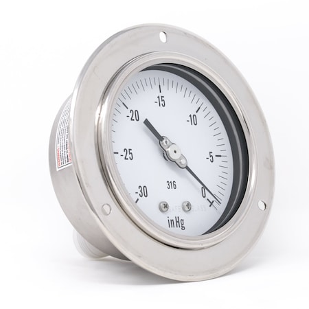 Pic Gauges 4 in Dial, 1/2 in NPT Male Lower Back Location, Stainless Steel Case Material PRO-314D-402A
